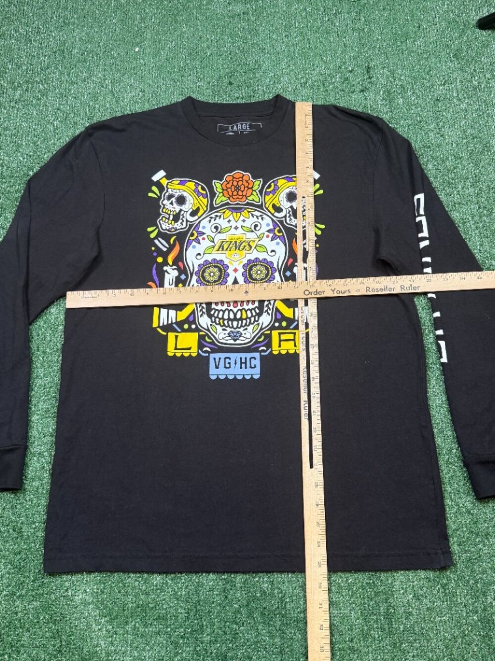 LA Kings x Violent Gentlemen Skull Long Sleeve XL Black VGHC Shirt Long Sleeves - Picture 2 of 5